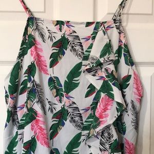 BOOHOO (18) tropical dress with ruffles